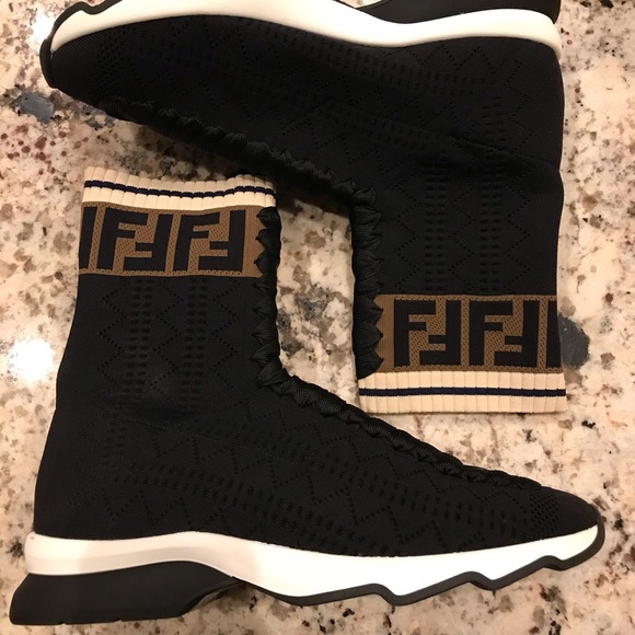 fendi black fabric sneakers